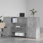 vidaXL Birou de recepție Gri beton 200x50x103,5 cm Lemn prelucrat vidaXL Birou de recepție Gri beton 200x50x103,5 cm Lemn prelucrat
