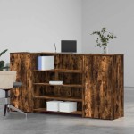 vidaXL Birou de recepție stejar afumat 200x50x103,5 cm lemn prelucrat