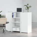vidaXL Birou de recepție alb 135x50x103,5 cm din lemn prelucrat