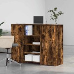 vidaXL Birou de recepție stejar afumat 135x50x103,5 cm lemn prelucrat