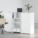 vidaXL Birou de recepție alb 155x50x103,5 cm din lemn prelucrat