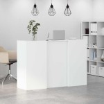 vidaXL Birou de recepție alb 155x50x103,5 cm din lemn prelucrat