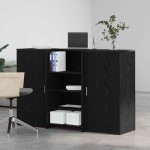 vidaXL Birou de recepție Stejar negru 155x50x103,5 cm Lemn prelucrat