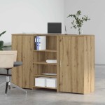 vidaXL Birou de recepție Stejar Artisan 155x50x103,5 cm Lemn prelucrat vidaXL Birou de recepție Stejar Artisan 155x50x103,5 cm Lemn prelucrat
