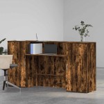 vidaXL Birou de recepție stejar afumat 200x50x103,5 cm lemn prelucrat