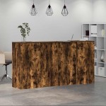 vidaXL Birou de recepție stejar afumat 200x50x103,5 cm lemn prelucrat