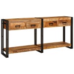 vidaXL Mese consolă 2 pcs Maro 160 x 33 x 75 cm Lemn de Acacia masiv
