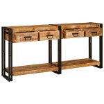 vidaXL Mese consolă 2 pcs Maro 160 x 33 x 75 cm Lemn de Acacia masiv
