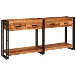 vidaXL Masă Consolă 2 2 pcs Maro 160 x 33 x 75 cm Lemn de Acacia masiv vidaXL Masă Consolă 2 2 pcs Maro 160 x 33 x 75 cm Lemn de Acacia masiv