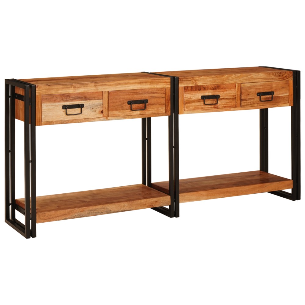 vidaXL Masă Consolă 2 2 pcs Maro 160 x 33 x 75 cm Lemn de Acacia masiv