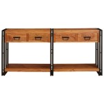vidaXL Masă Consolă 2 2 pcs Maro 160 x 33 x 75 cm Lemn de Acacia masiv vidaXL Masă Consolă 2 2 pcs Maro 160 x 33 x 75 cm Lemn de Acacia masiv