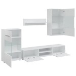 vidaXL Unități TV de 5 piese cu iluminare LED lemn prelucrat alb mat