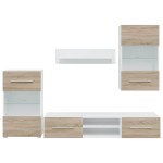 vidaXL Unități TV 5 piese cu iluminare LED lemn de lemn stejar Sonoma vidaXL Unități TV 5 piese cu iluminare LED lemn de lemn stejar Sonoma