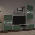 vidaXL Unități TV 5 piese cu iluminare LED Lemn prelucrat verde măslin vidaXL Unități TV 5 piese cu iluminare LED Lemn prelucrat verde măslin