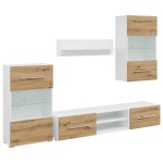 vidaXL Unități TV de 5 piese cu iluminare LED Artisan Stejar lemn vidaXL Unități TV de 5 piese cu iluminare LED Artisan Stejar lemn