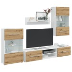 vidaXL Unități TV de 5 piese cu iluminare LED Artisan Stejar lemn vidaXL Unități TV de 5 piese cu iluminare LED Artisan Stejar lemn
