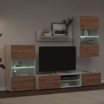 vidaXL Unități TV de 5 piese cu iluminare LED Artisan Stejar lemn vidaXL Unități TV de 5 piese cu iluminare LED Artisan Stejar lemn