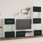 vidaXL Unități TV din 5 piese cu iluminare LED lemn mat Indigo
