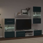 vidaXL Unități TV din 5 piese cu iluminare LED lemn mat Indigo
