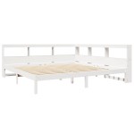 vidaXL Pat cu bibliotecă fără saltea, alb, 200x200 cm, lemn masiv pin vidaXL Pat cu bibliotecă fără saltea, alb, 200x200 cm, lemn masiv pin
