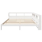 vidaXL Pat cu bibliotecă fără saltea, alb, 200x200 cm, lemn masiv pin vidaXL Pat cu bibliotecă fără saltea, alb, 200x200 cm, lemn masiv pin