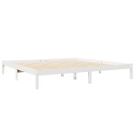 vidaXL Pat cu bibliotecă fără saltea, alb, 200x200 cm, lemn masiv pin vidaXL Pat cu bibliotecă fără saltea, alb, 200x200 cm, lemn masiv pin