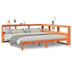 vidaXL Pat cu bibliotecă fără saltea maro 200x200 cm lemn masiv de pin