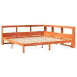 vidaXL Pat cu bibliotecă fără saltea maro 200x200 cm lemn masiv de pin