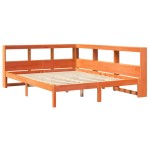 vidaXL Pat cu bibliotecă fără saltea maro 150x200 cm lemn masiv de pin