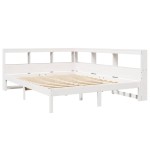 vidaXL Pat cu bibliotecă fără saltea, alb, 140x200 cm, lemn masiv pin