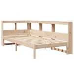 vidaXL Pat cu bibliotecă fără saltea, 100x200 cm, lemn masiv pin