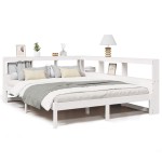 vidaXL Pat cu bibliotecă fără saltea, alb, 140x190 cm, lemn masiv pin vidaXL Pat cu bibliotecă fără saltea, alb, 140x190 cm, lemn masiv pin