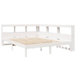 vidaXL Pat cu bibliotecă fără saltea, alb, 140x190 cm, lemn masiv pin vidaXL Pat cu bibliotecă fără saltea, alb, 140x190 cm, lemn masiv pin