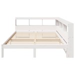 vidaXL Pat cu bibliotecă fără saltea, alb, 140x190 cm, lemn masiv pin vidaXL Pat cu bibliotecă fără saltea, alb, 140x190 cm, lemn masiv pin
