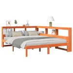 vidaXL Pat cu bibliotecă fără saltea maro 140x190 cm lemn masiv de pin vidaXL Pat cu bibliotecă fără saltea maro 140x190 cm lemn masiv de pin