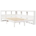 vidaXL Pat cu bibliotecă fără saltea, alb, 120x190 cm, lemn masiv pin