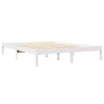 vidaXL Pat cu bibliotecă fără saltea, alb, 120x190 cm, lemn masiv pin