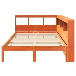 vidaXL Pat cu bibliotecă fără saltea, maro, 120x190 cm, lemn masiv pin vidaXL Pat cu bibliotecă fără saltea, maro, 120x190 cm, lemn masiv pin