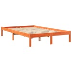 vidaXL Pat cu bibliotecă fără saltea, maro, 120x190 cm, lemn masiv pin vidaXL Pat cu bibliotecă fără saltea, maro, 120x190 cm, lemn masiv pin