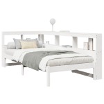 vidaXL Pat cu bibliotecă fără saltea, alb, 75x190 cm, lemn masiv pin vidaXL Pat cu bibliotecă fără saltea, alb, 75x190 cm, lemn masiv pin