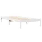 vidaXL Pat cu bibliotecă fără saltea, alb, 75x190 cm, lemn masiv pin vidaXL Pat cu bibliotecă fără saltea, alb, 75x190 cm, lemn masiv pin