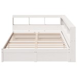 vidaXL Pat cu bibliotecă fără saltea, alb, 150x200 cm, lemn masiv pin