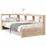 vidaXL Pat cu bibliotecă fără saltea, 90x190 cm, lemn masiv de pin vidaXL Pat cu bibliotecă fără saltea, 90x190 cm, lemn masiv de pin