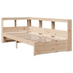 vidaXL Pat cu bibliotecă fără saltea, 90x190 cm, lemn masiv de pin vidaXL Pat cu bibliotecă fără saltea, 90x190 cm, lemn masiv de pin