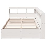 vidaXL Pat cu bibliotecă fără saltea, alb, 90x190 cm, lemn masiv pin vidaXL Pat cu bibliotecă fără saltea, alb, 90x190 cm, lemn masiv pin