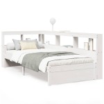 vidaXL Pat cu bibliotecă fără saltea, alb, 75x190 cm, lemn masiv pin vidaXL Pat cu bibliotecă fără saltea, alb, 75x190 cm, lemn masiv pin