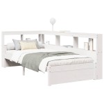 vidaXL Pat cu bibliotecă fără saltea, alb, 75x190 cm, lemn masiv pin vidaXL Pat cu bibliotecă fără saltea, alb, 75x190 cm, lemn masiv pin