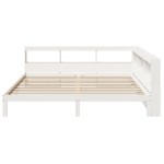 vidaXL Pat cu bibliotecă fără saltea, alb, 200x200 cm, lemn masiv pin