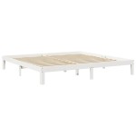 vidaXL Pat cu bibliotecă fără saltea, alb, 200x200 cm, lemn masiv pin