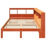 vidaXL Pat cu bibliotecă fără saltea, maro, 120x200 cm, lemn masiv pin vidaXL Pat cu bibliotecă fără saltea, maro, 120x200 cm, lemn masiv pin